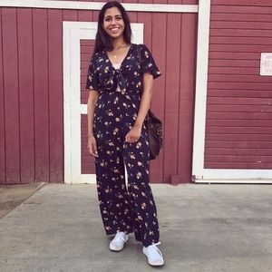 Floral Jumpsuit with Front Tie